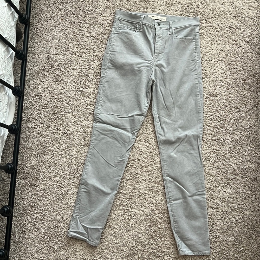 Gap true skinny super high rise velvet gray pants, size 29